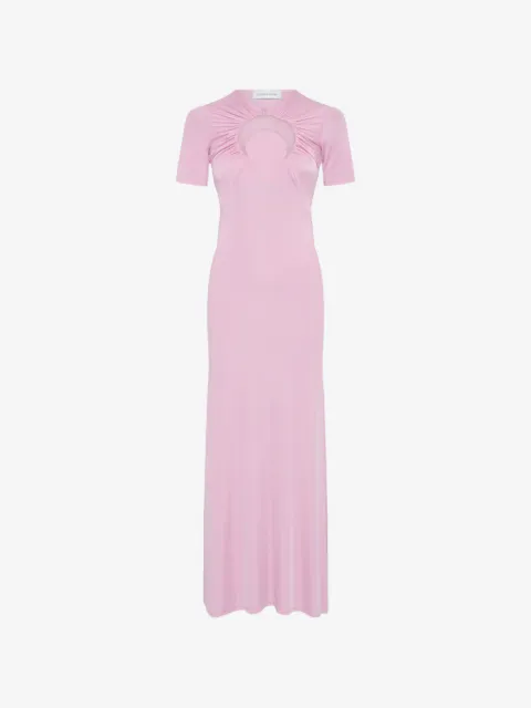 Marine Serre Moon-motif cut-out gathered maxi dress