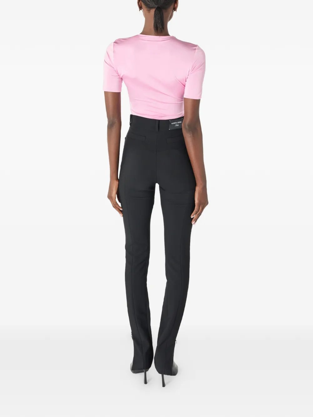 Marine Serre Moon gesmockte jersey top met korte mouwen Roze