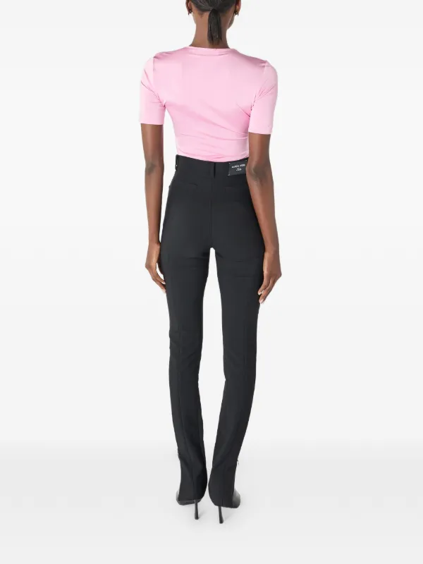Marine Serre Moon Gathered Jersey Short Sleeves Top | Pink | FARFETCH