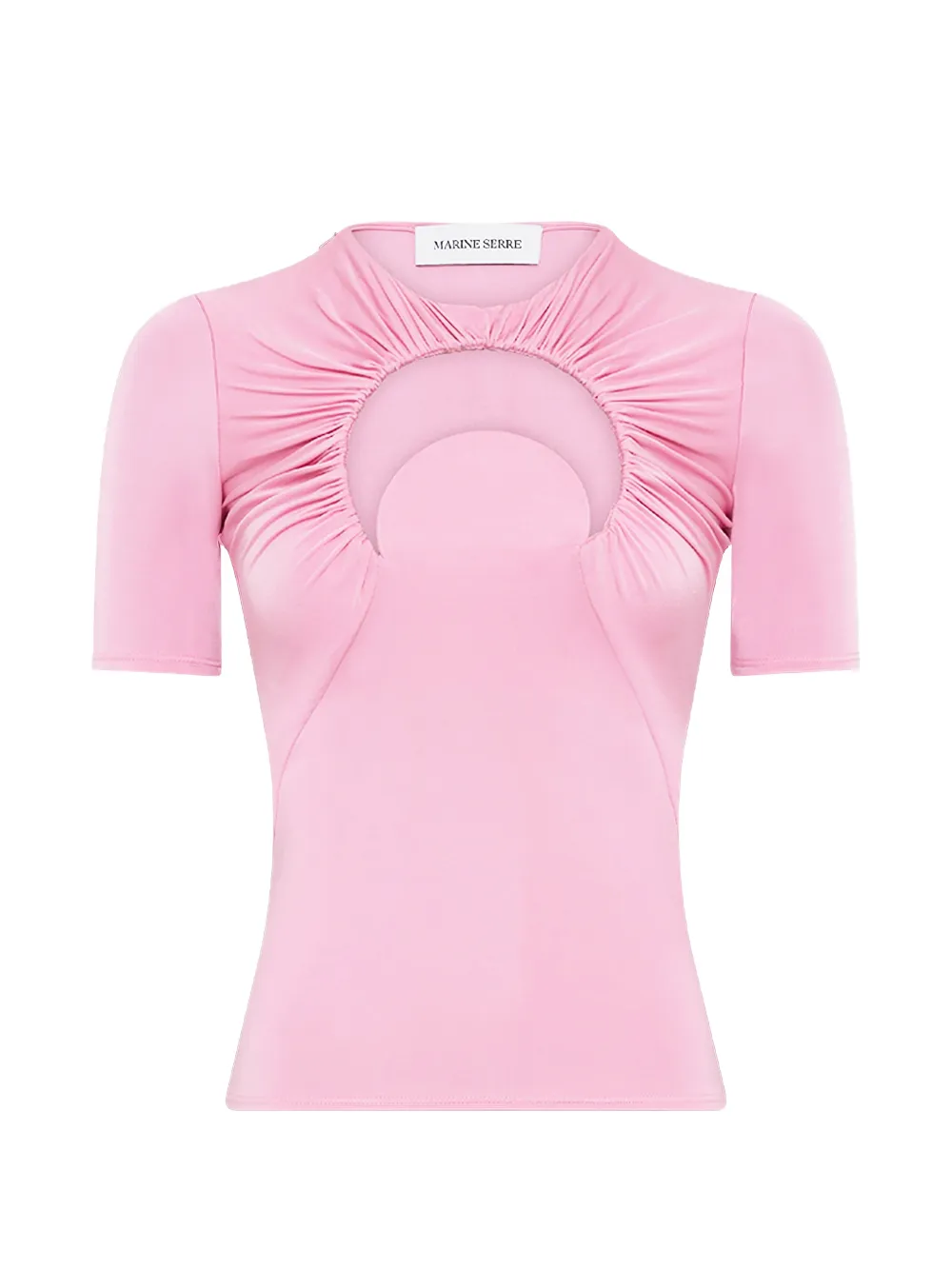 Marine Serre Moon-motif gathered jersey T-shirt - Rosa