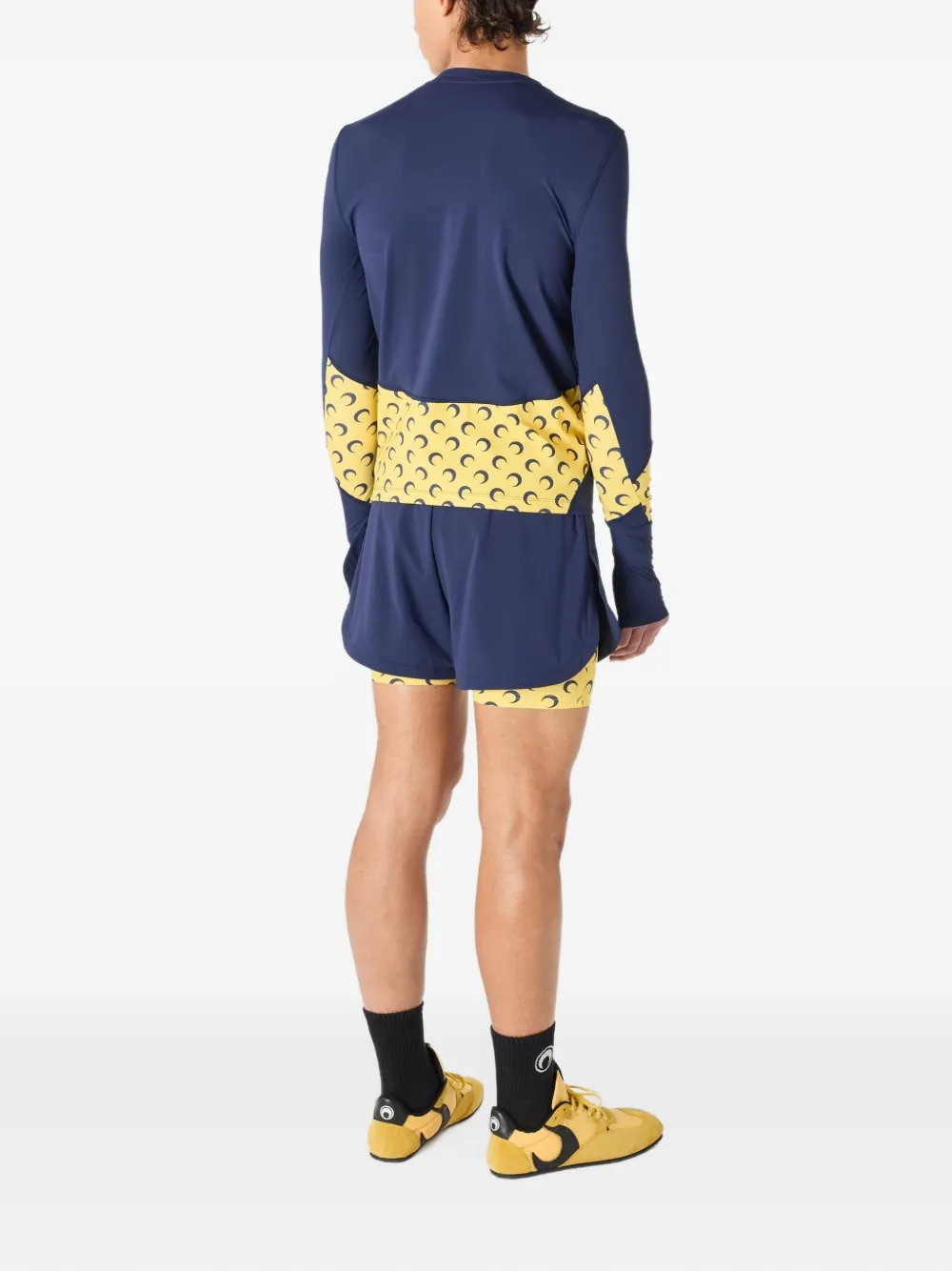 Marine Serre Gelaagde shorts met maanprint Blauw