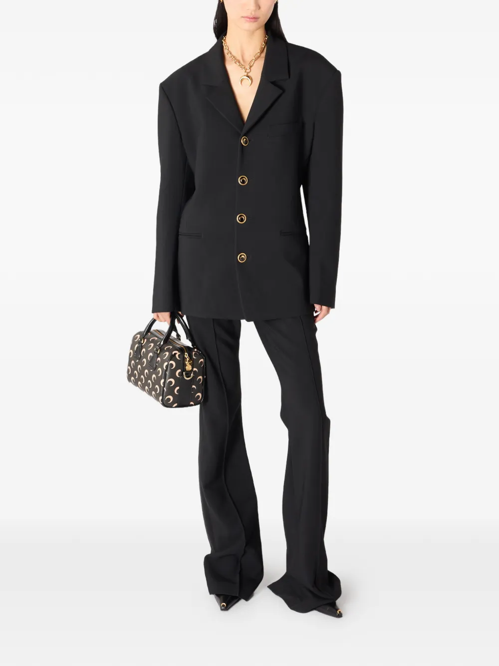 Marine Serre Wollen colbert met goudkleurige knopen Zwart