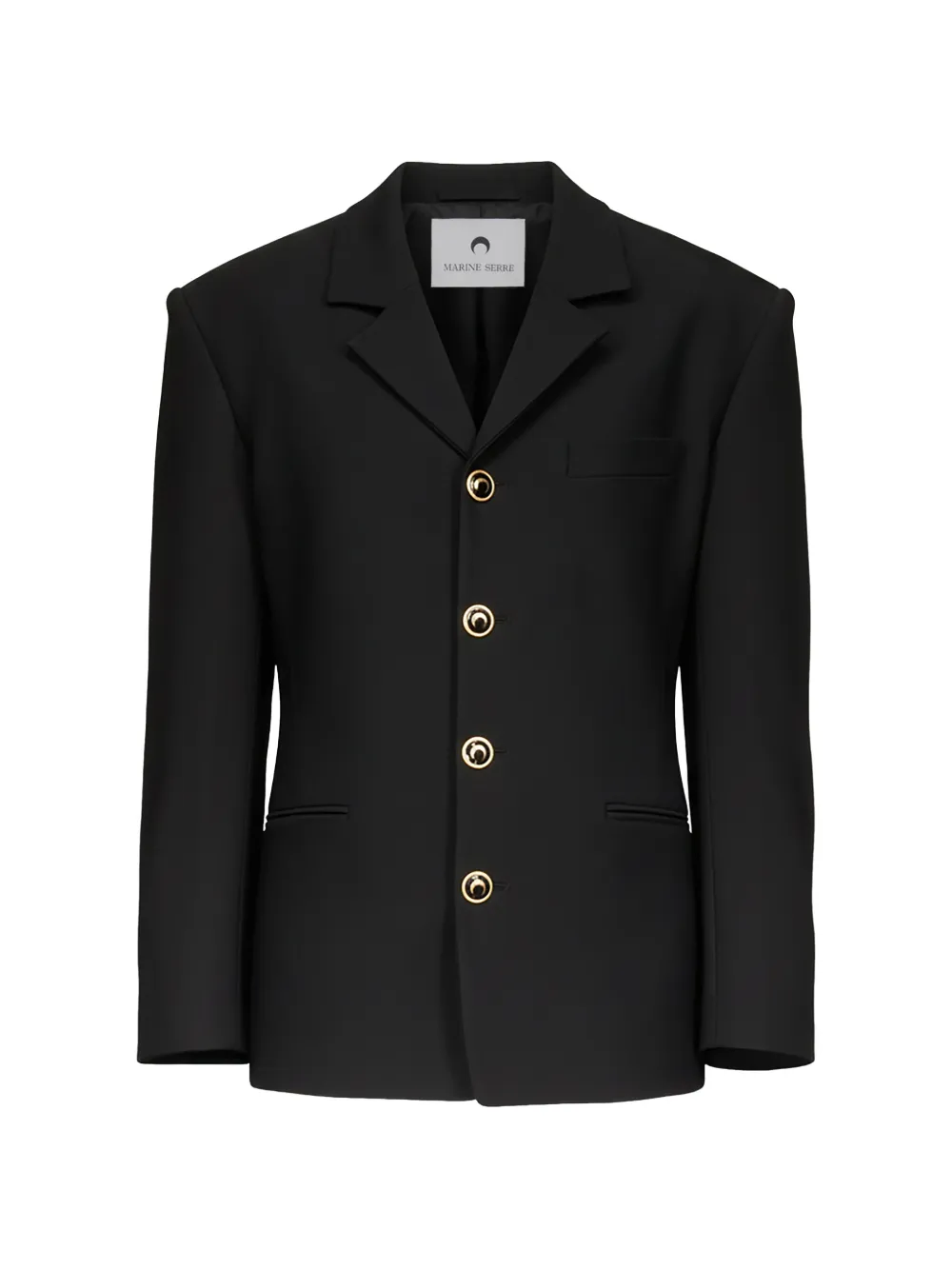 Marine Serre tailored wool serge gold-buttons jacket - Schwarz