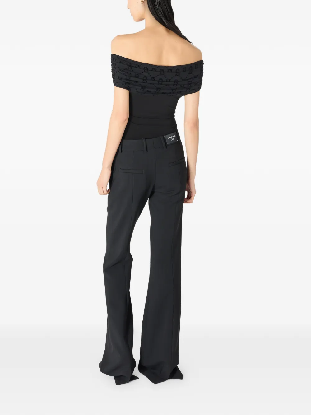Marine Serre Wollen flared pantalon Zwart