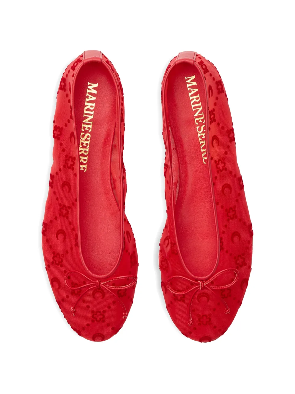 Marine Serre Mesh ballerina's met monogram Rood