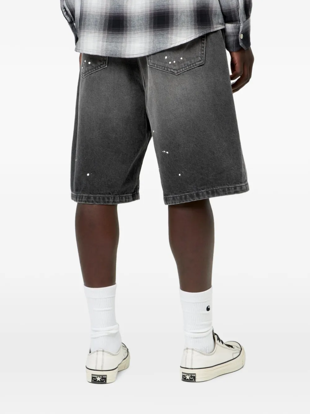 Carhartt WIP Landon gewassen shorts met verfspatten Zwart