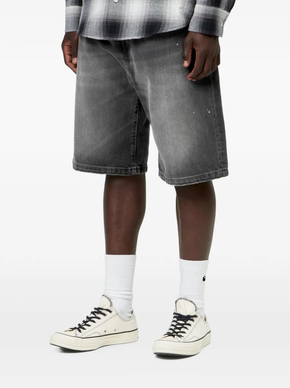 Carhartt WIP Landon gewassen shorts met verfspatten Zwart