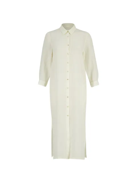 120% Lino button-down side-slit maxi dress
