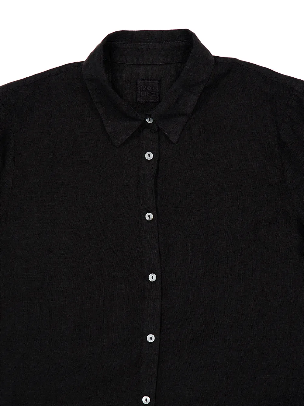 120% Lino Button-down maxi-blousejurk Zwart