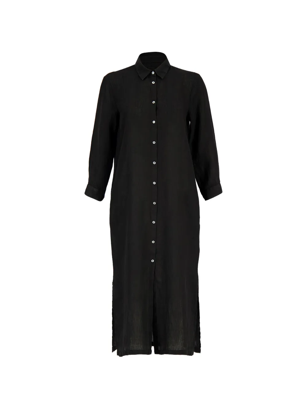 120% Lino button-down shirt maxi dress - Nero