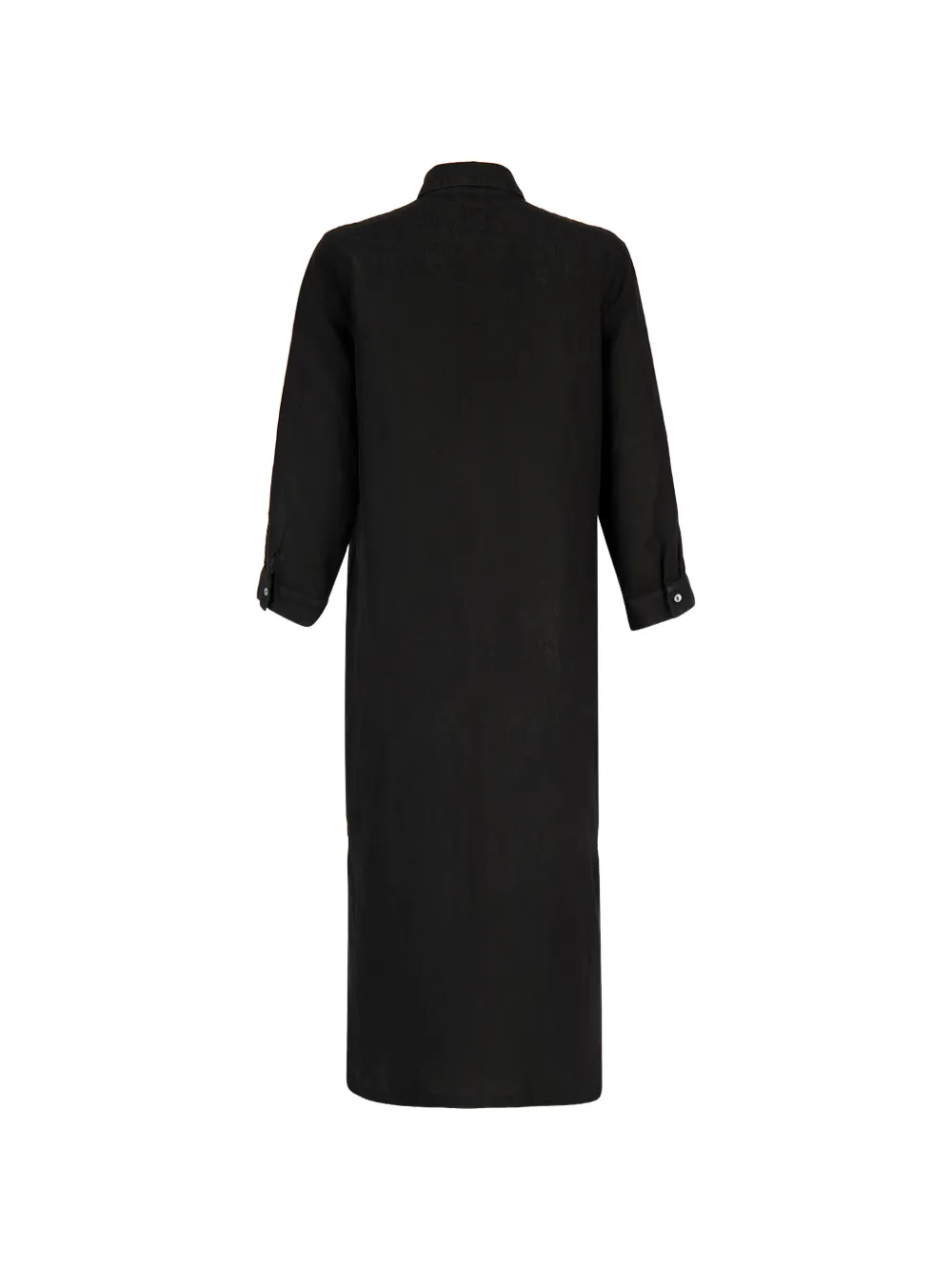 120% Lino Button-down maxi-blousejurk Zwart