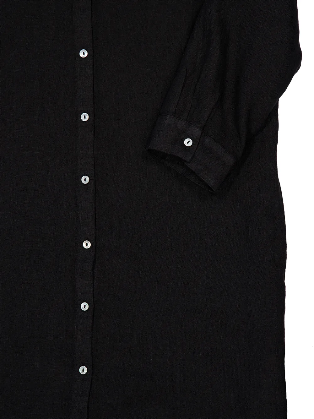 120% Lino Button-down maxi-blousejurk Zwart