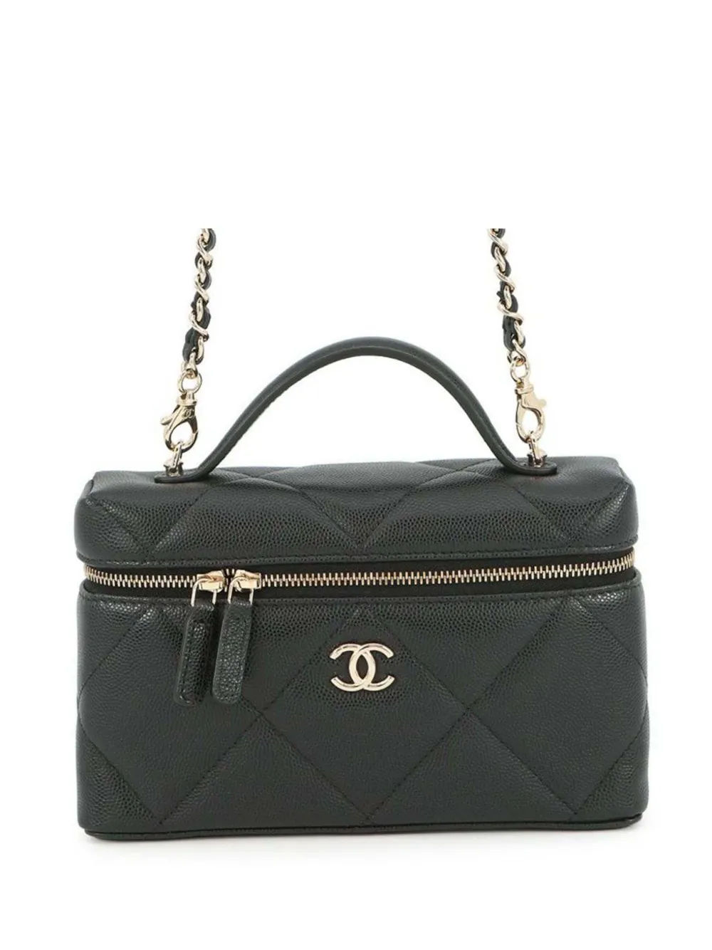 CHANEL Pre-Owned 2021-2025 CC Quilted Caviar Slim Vanity with Chain satchel - Nero