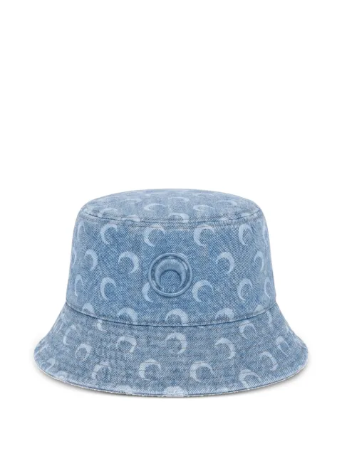 Marine Serre light-blue denim moon bucket hat organic-cotton