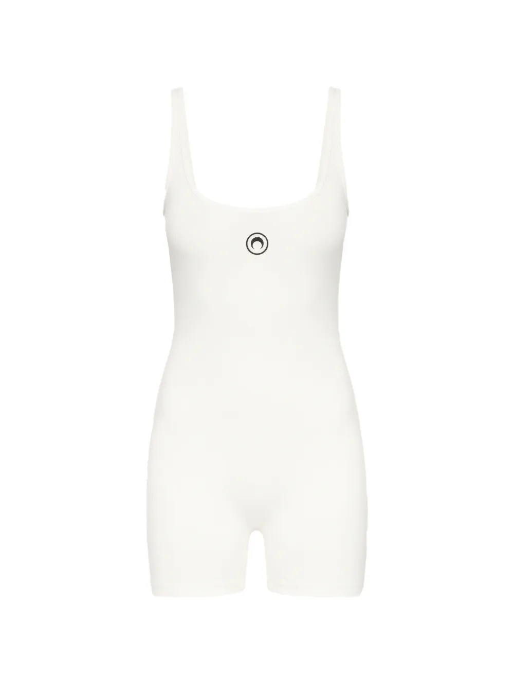 Marine Serre logo ribbed jersey catsuit - Bianco