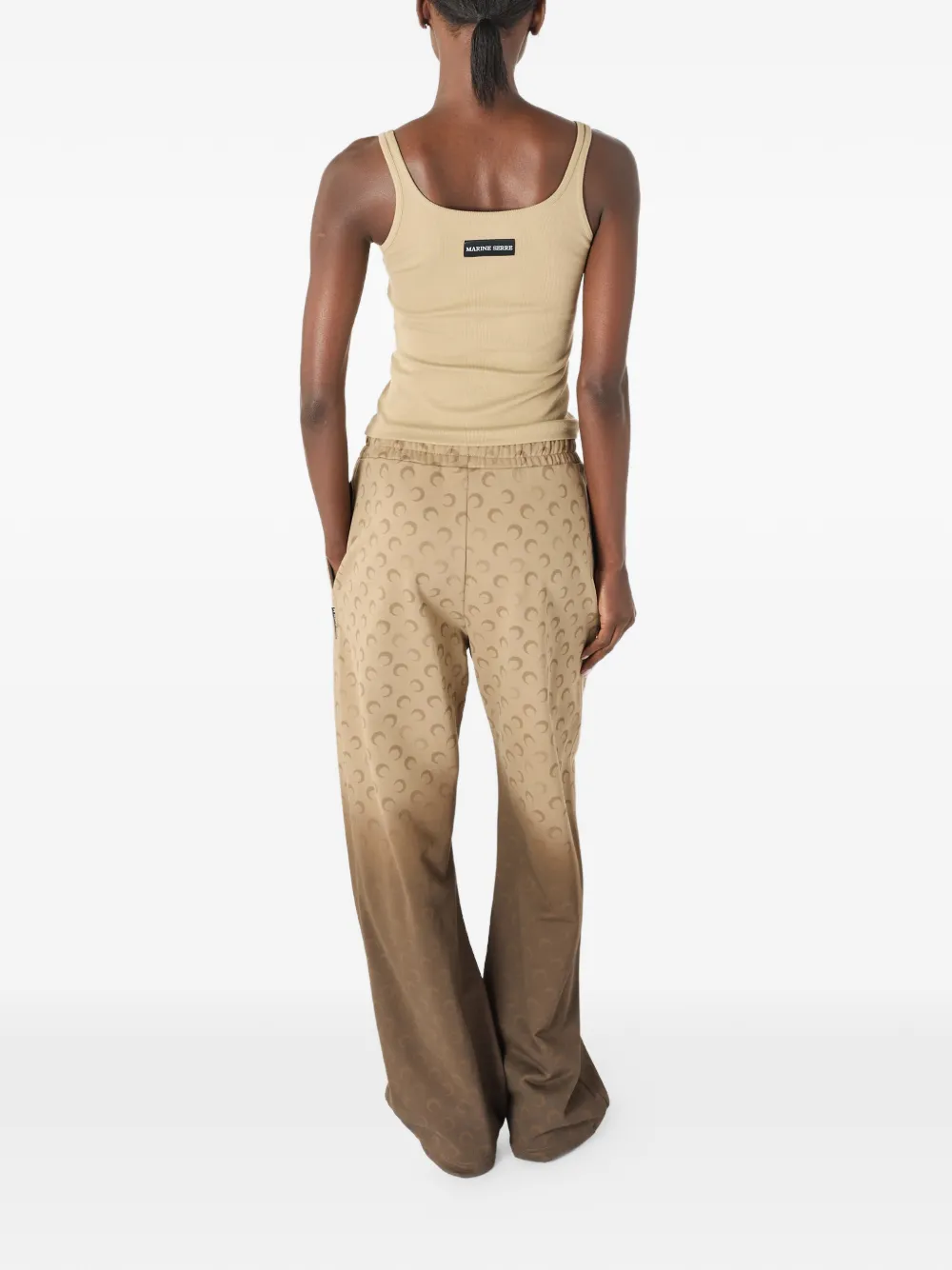 Marine Serre Geribbelde tanktop met logo Beige