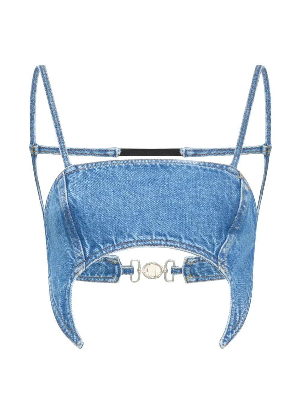 Marine Serre Moon cutout denim top - Blu