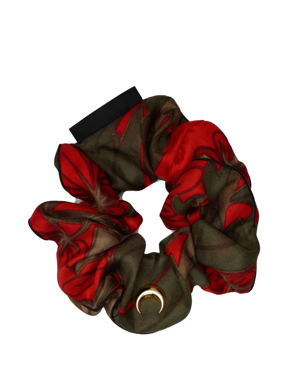 Marine Serre Crescent Moon silk scrunchie - Marrone