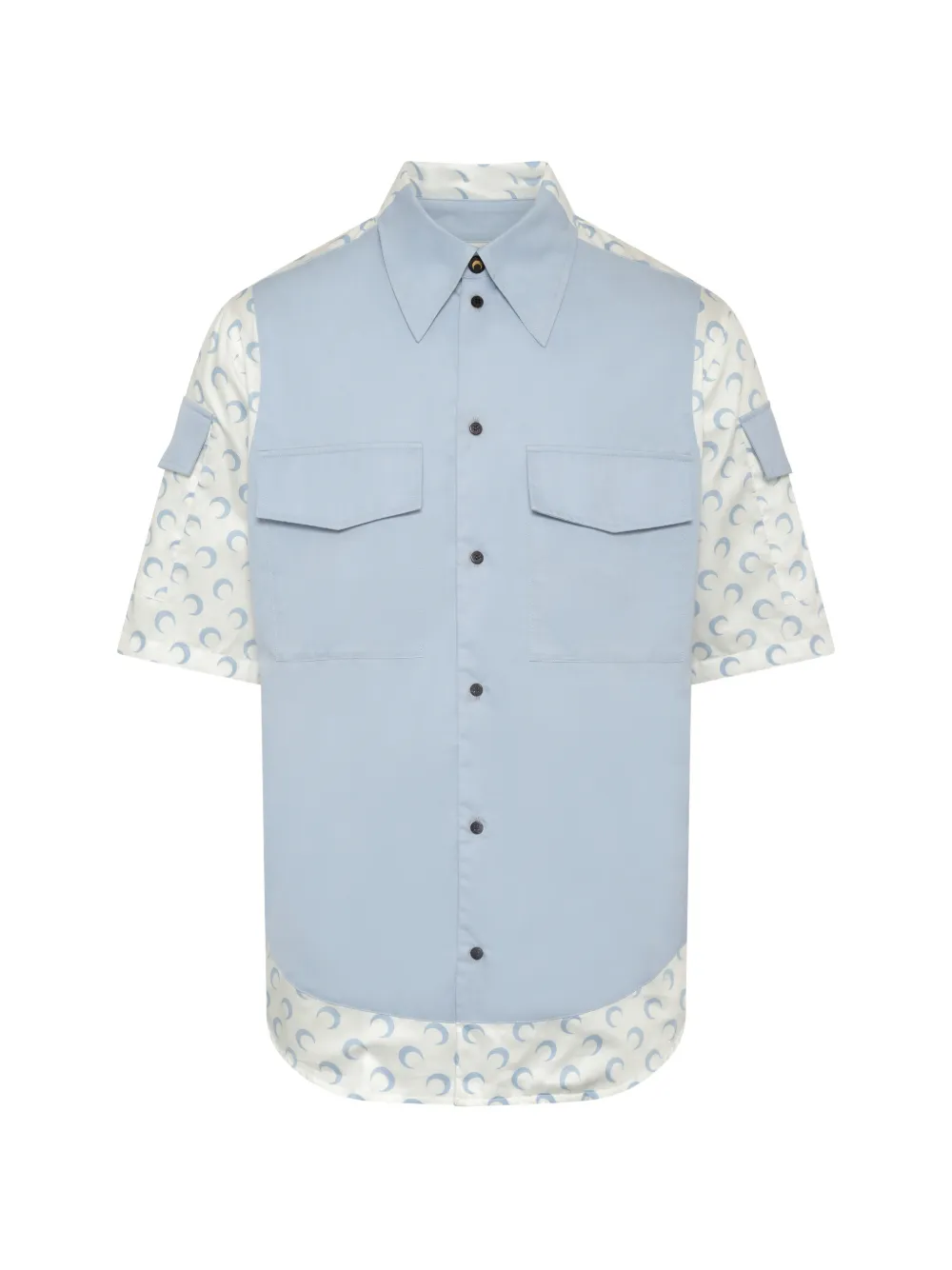 Marine Serre contrasted moon short sleeve shirt - Blu