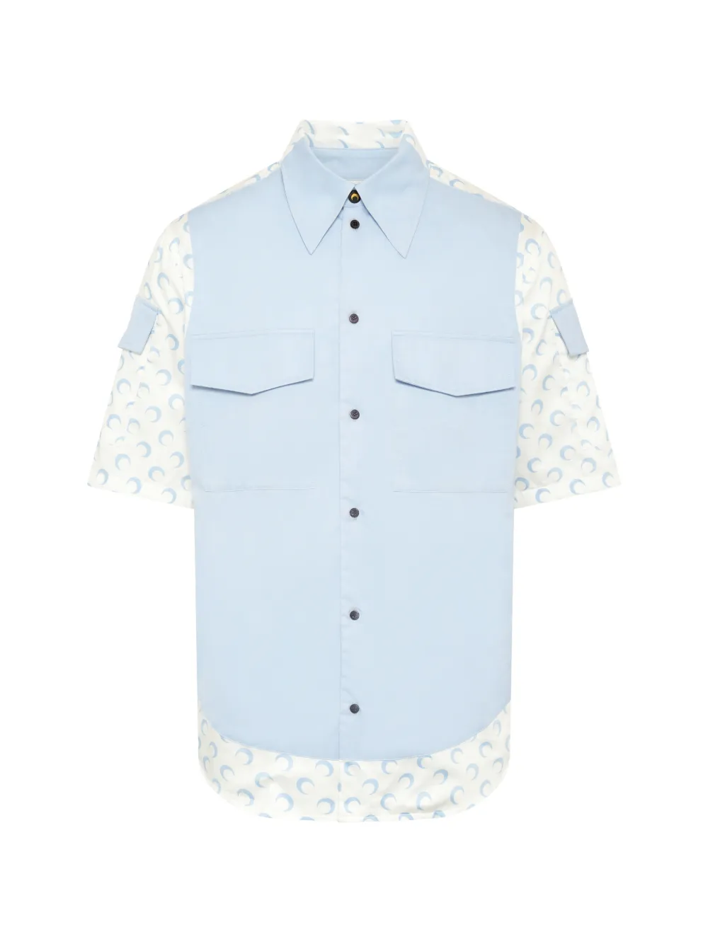 Marine Serre contrasted moon short sleeve shirt - Blu
