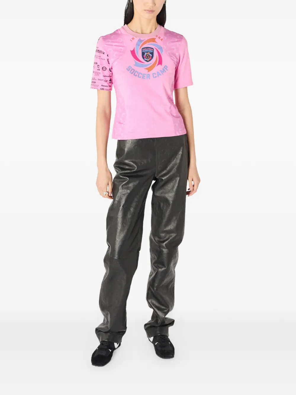 Marine Serre Upcycled jersey T-shirt Roze