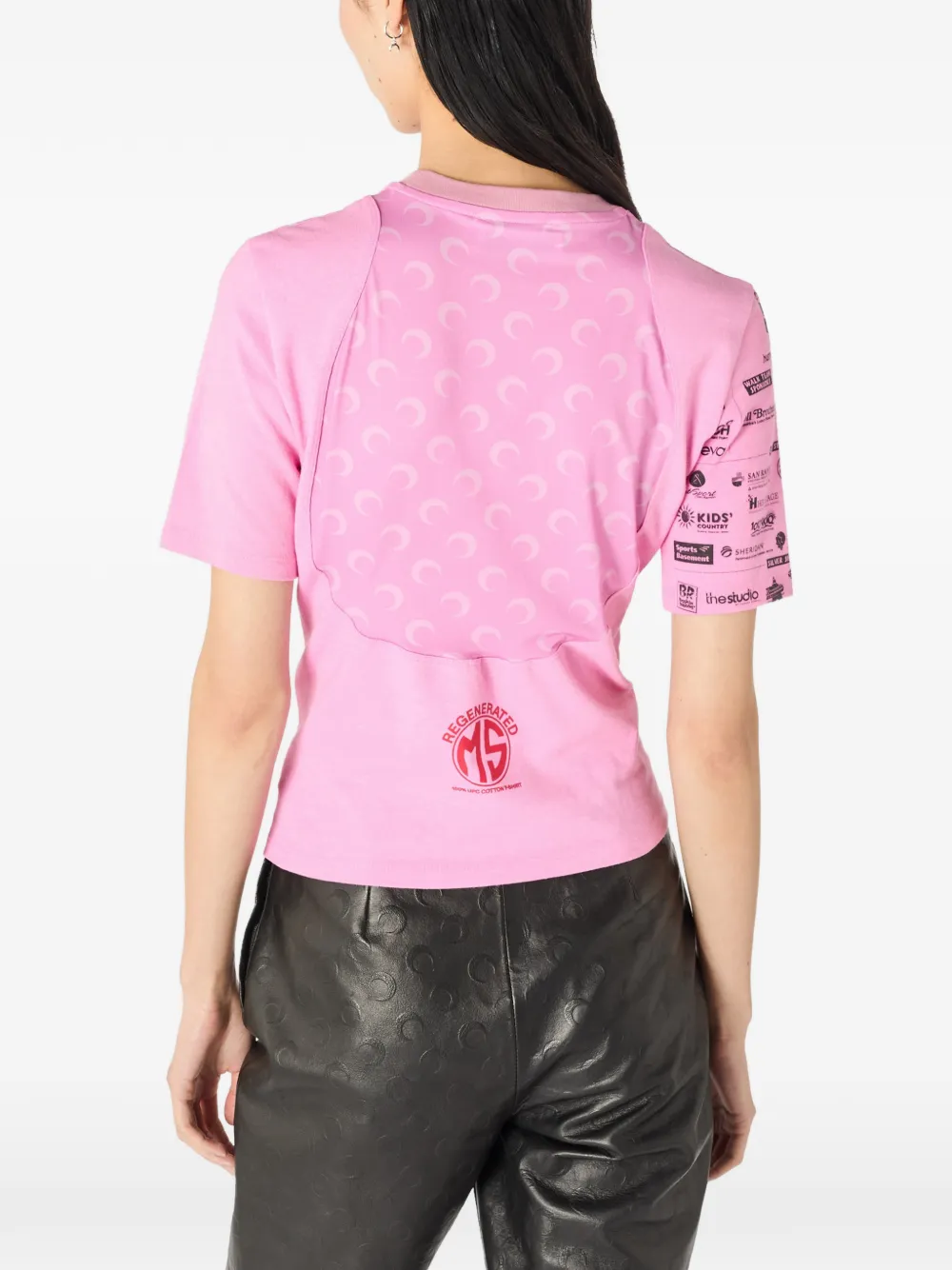 Marine Serre Upcycled jersey T-shirt Roze