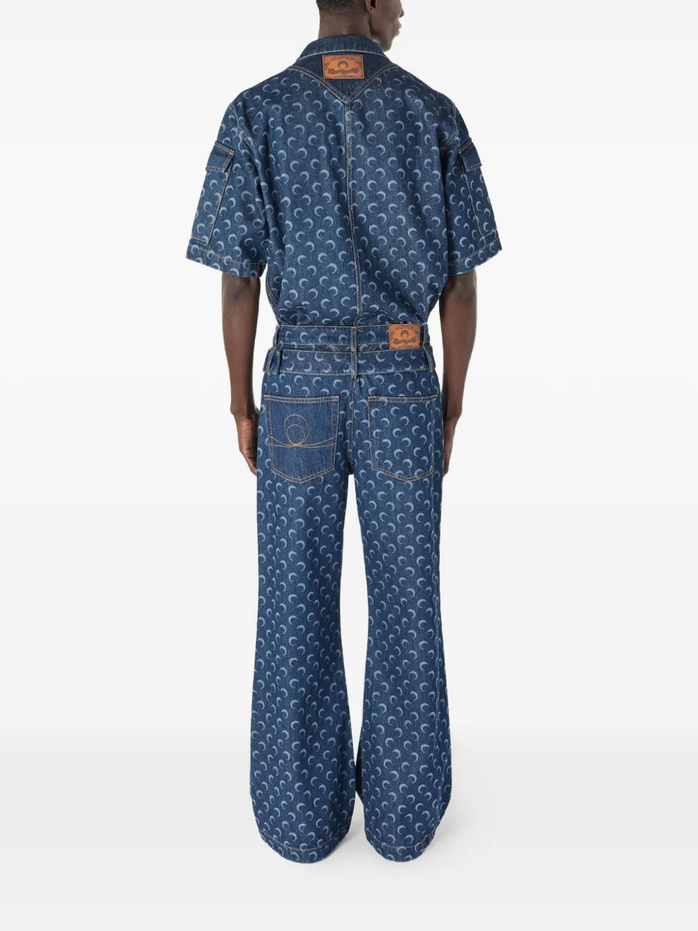 Marine Serre Denim overhemd met maanpatroon Blauw