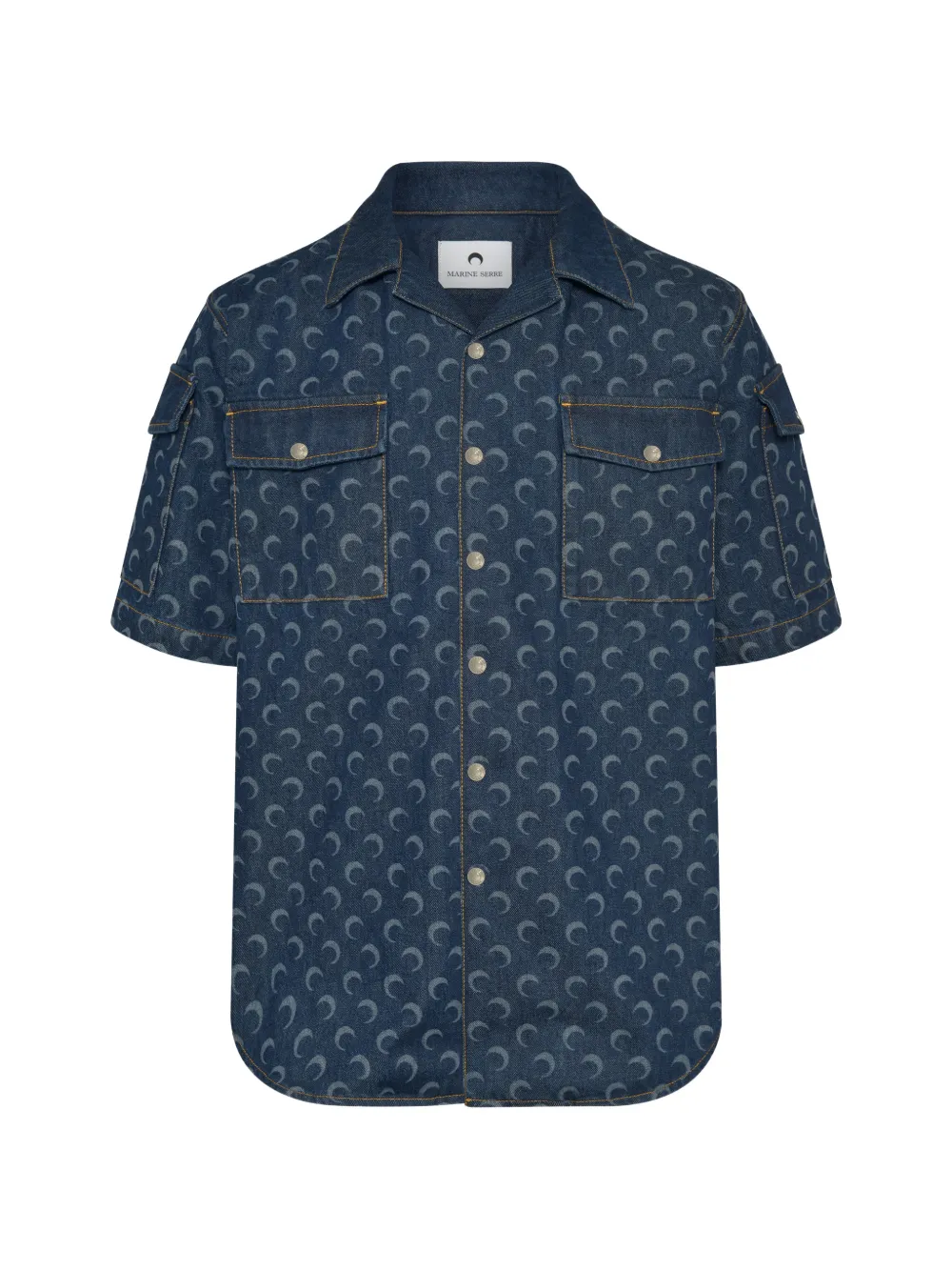 Marine Serre Denim overhemd met maanpatroon Blauw