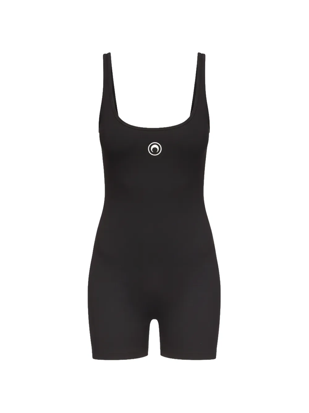 Marine Serre moon logo ribbed short catsuit - Nero
