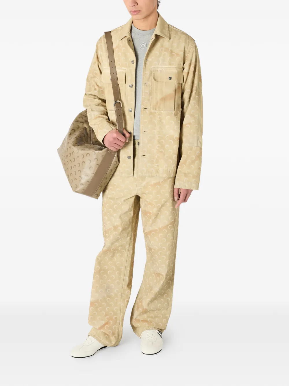 Marine Serre Jeans met maanprint en vervaagd effect Beige