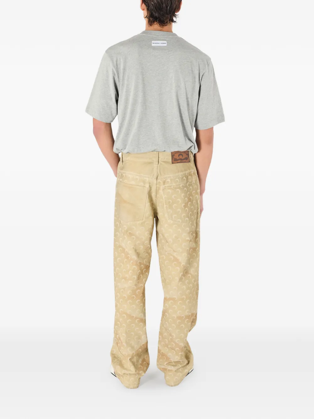 Marine Serre Jeans met maanprint en vervaagd effect Beige