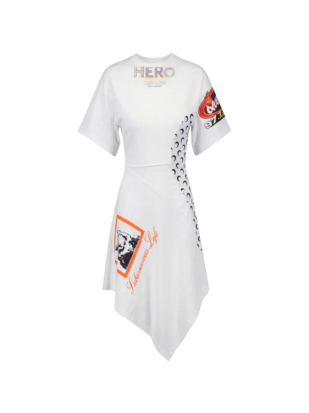 Marine Serre asymmetrical Regenerated jersey dress - Bianco