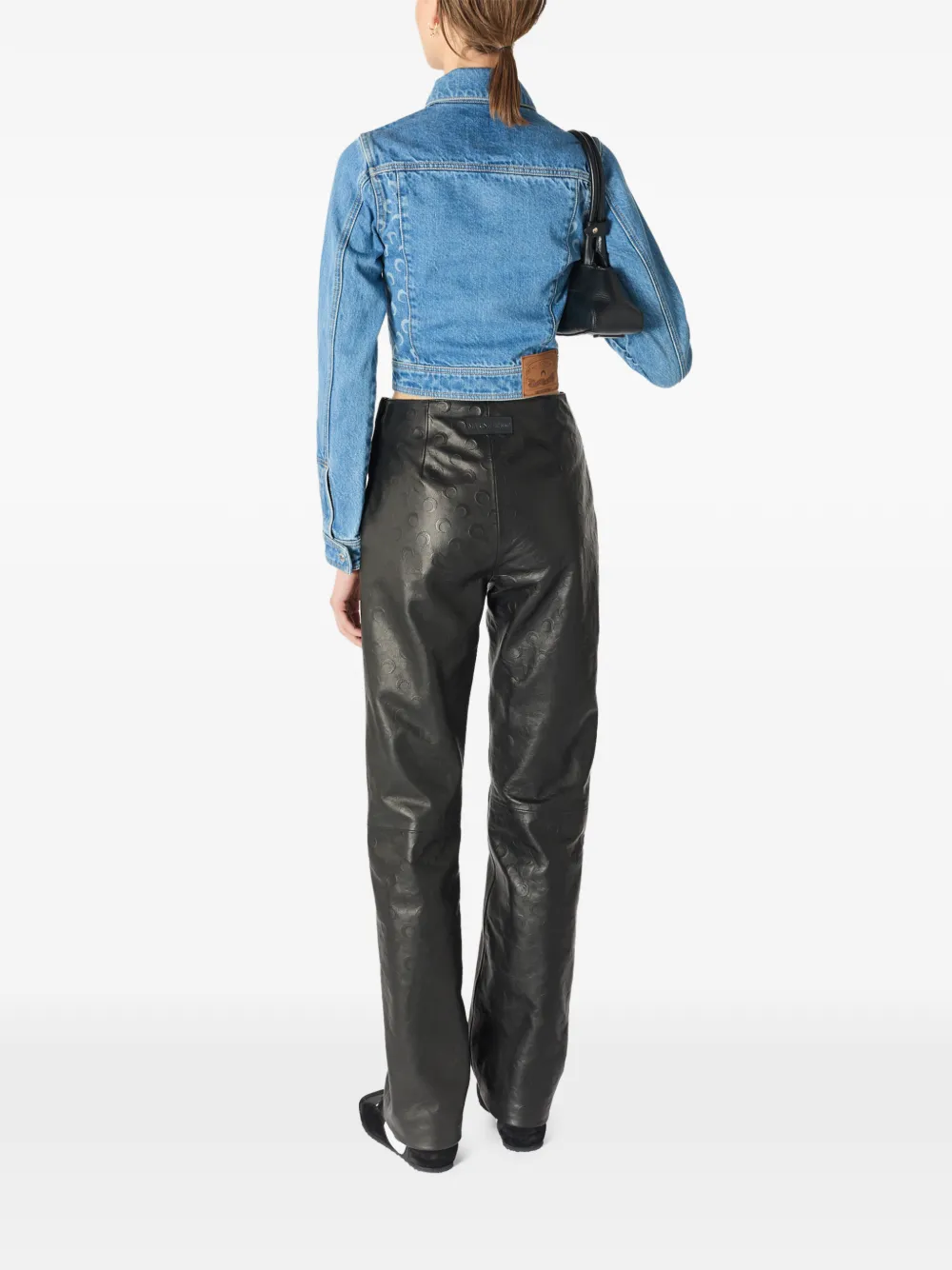 Marine Serre Denim jack met maanprint Blauw