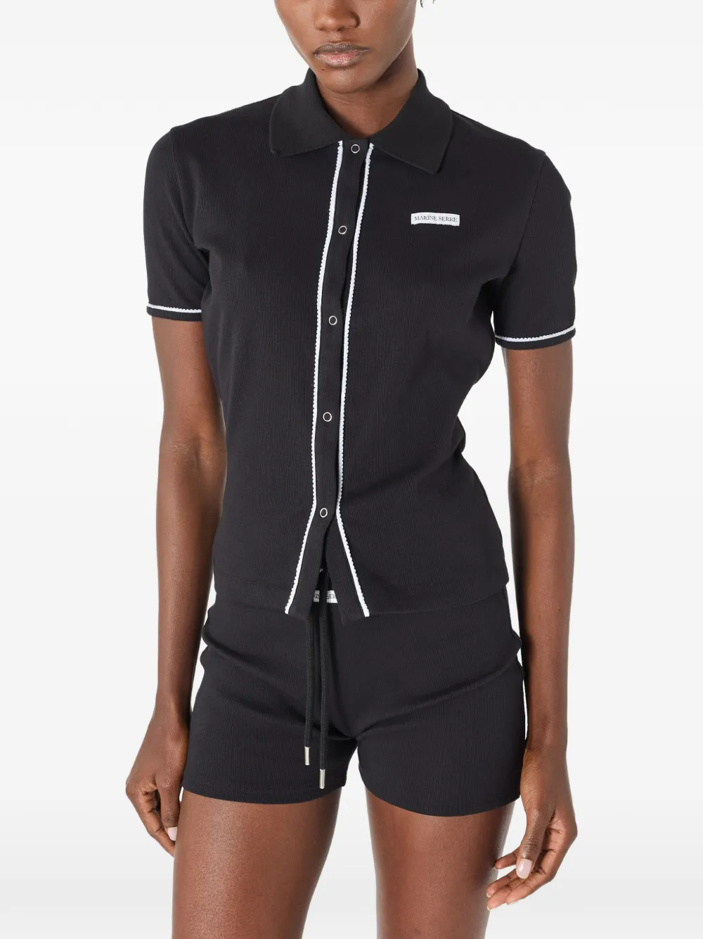  Marine Serre Drawstring-fastening Shorts - Black 