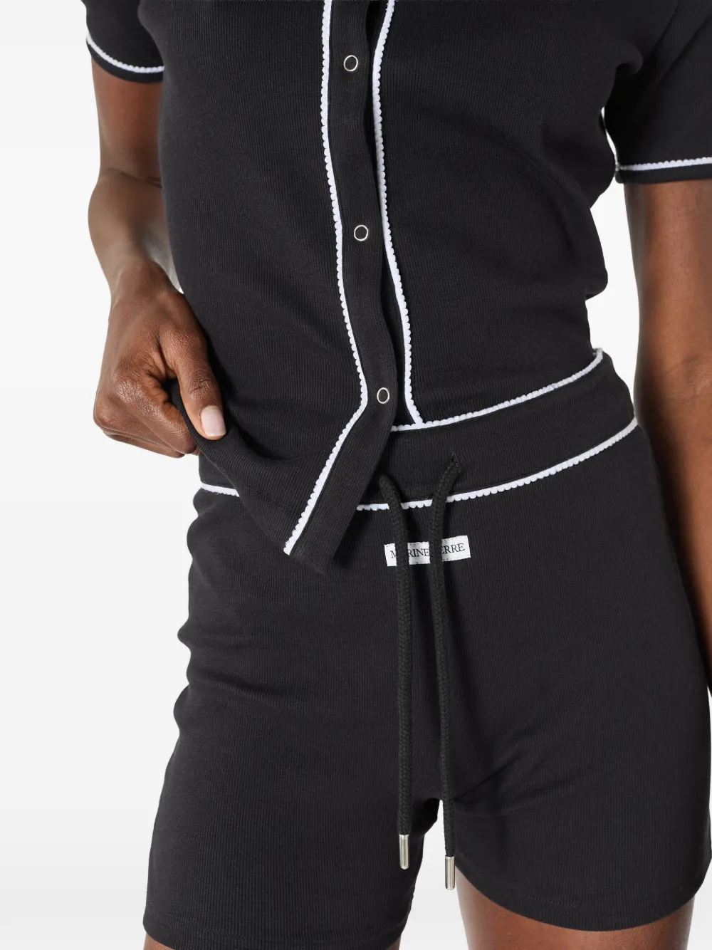  Marine Serre Drawstring-fastening Shorts - Black 