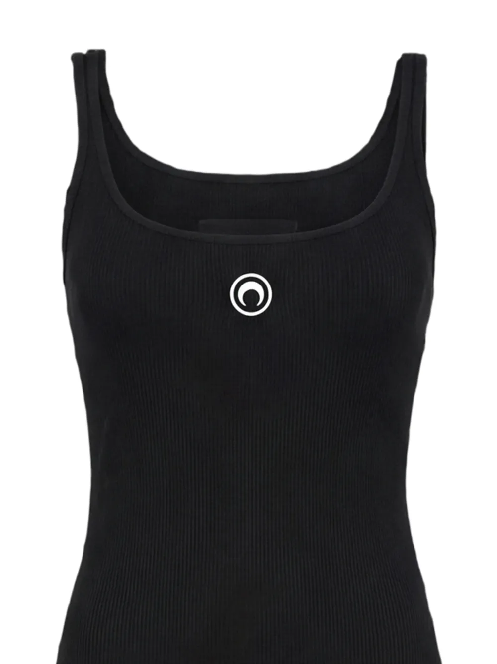 Marine Serre Geribbelde jersey jurk met logo Zwart