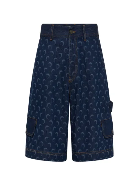 Marine Serre moon-print denim shorts