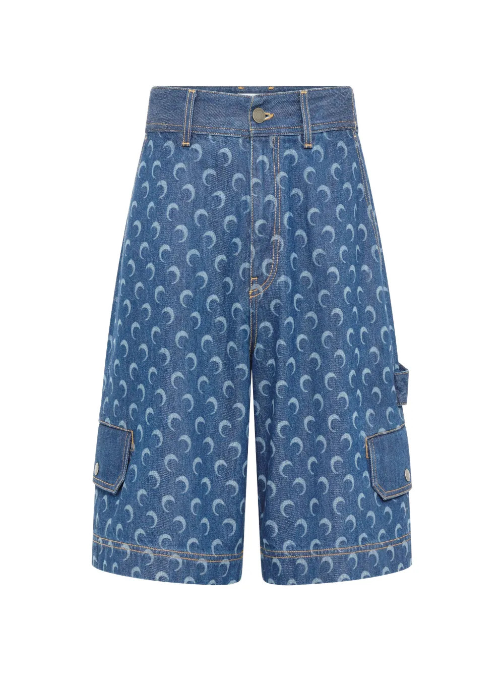 Marine Serre moon-print denim shorts - Blau