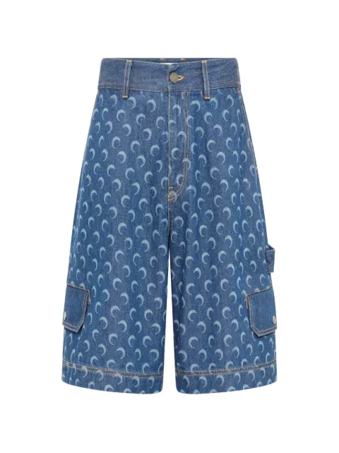 Marine Serre moon-print denim shorts