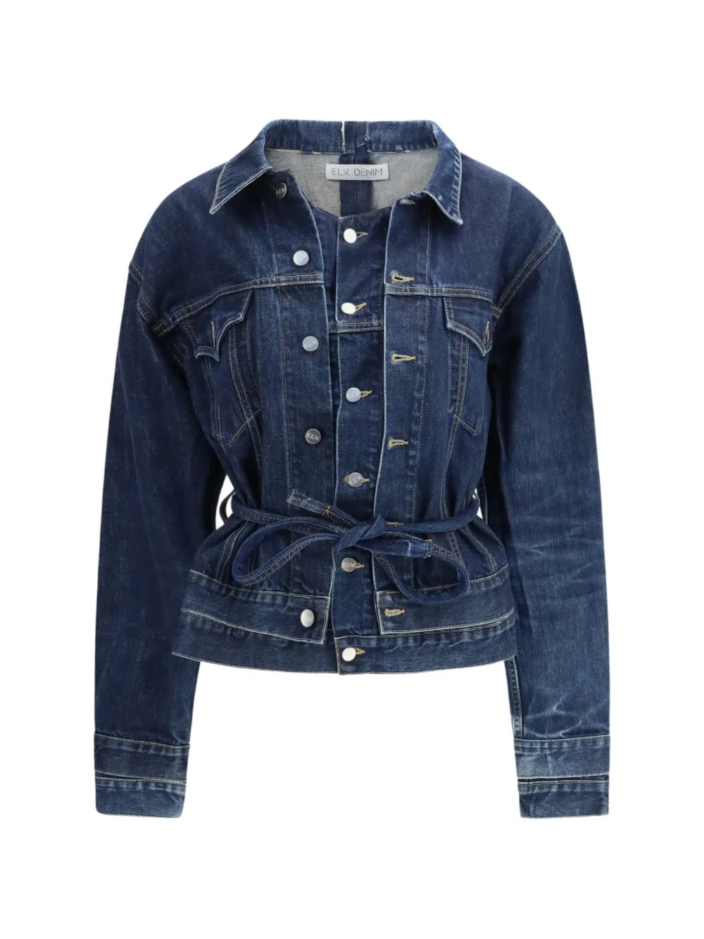 E.L.V DENIM belted ridley double jacket - Blu