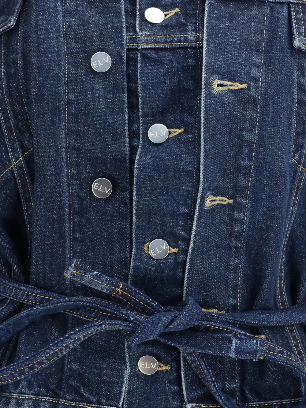  E.l.v Denim Belted Ridley Double Jacket - Blue 
