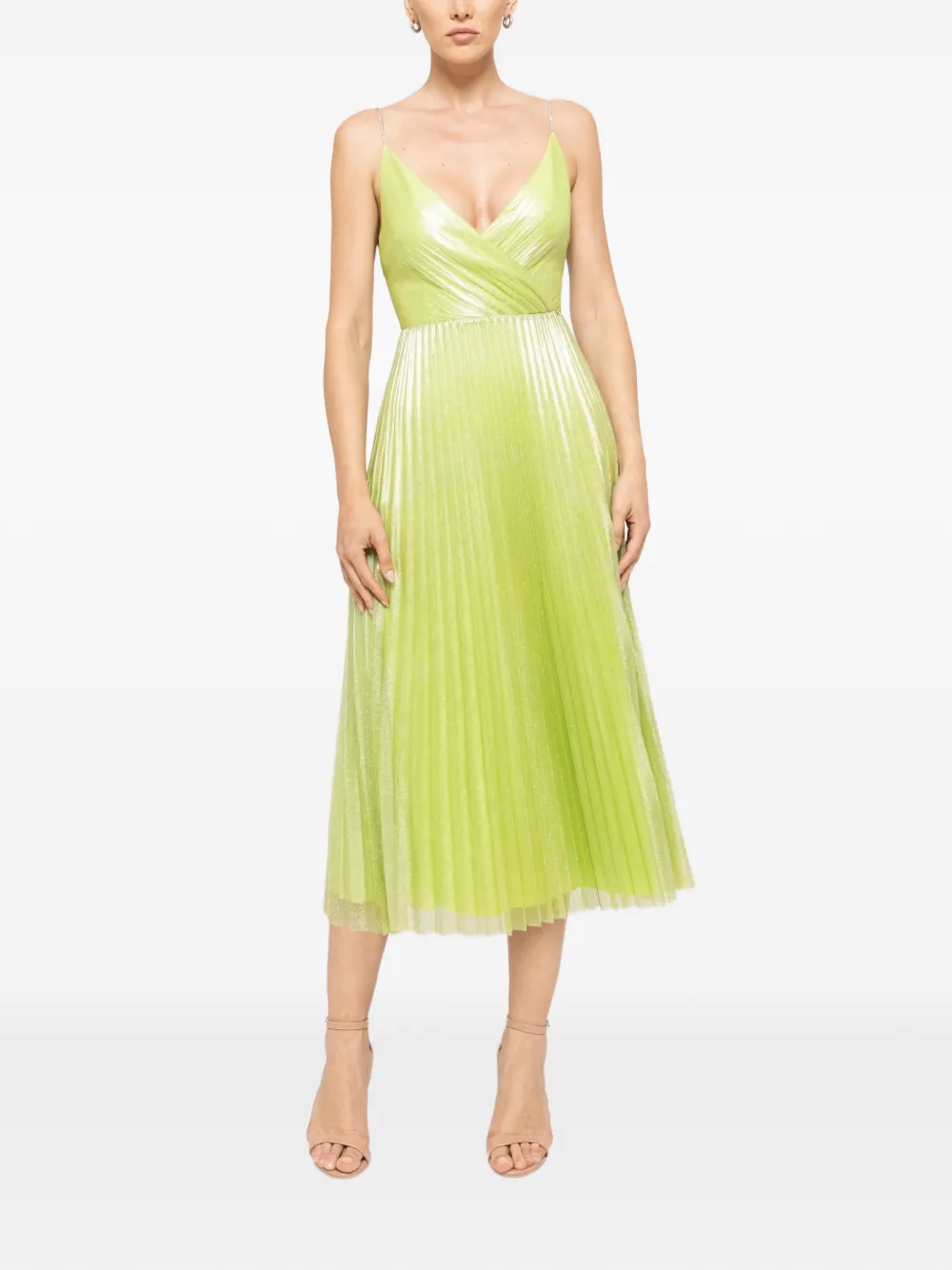 NISSA pleated tulle midi dress - Verde