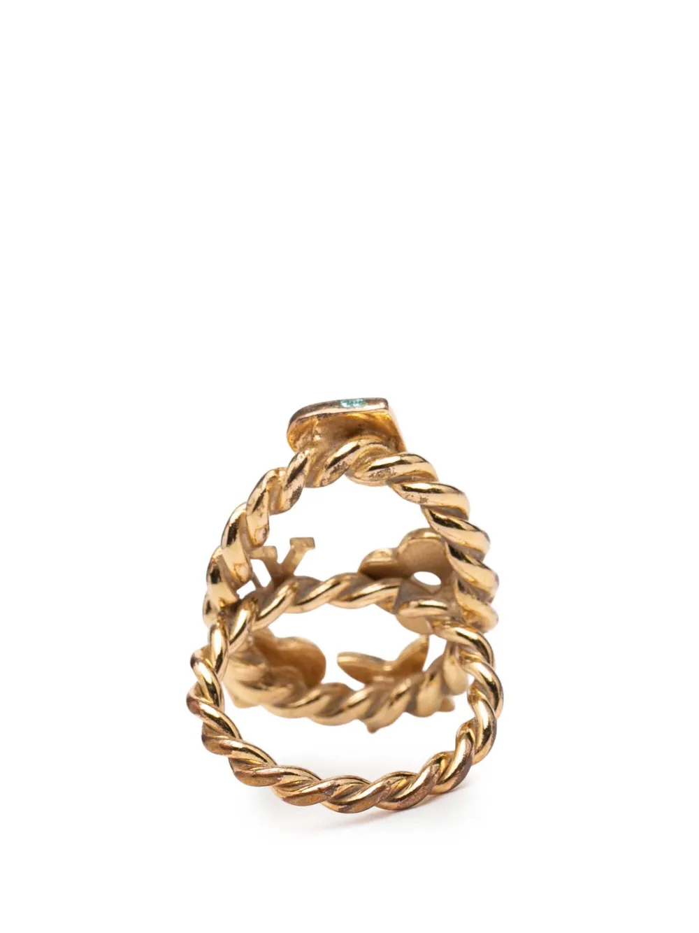 20th Century Gold Plated And Enamel Sweet Monogram Ring Costume Ring