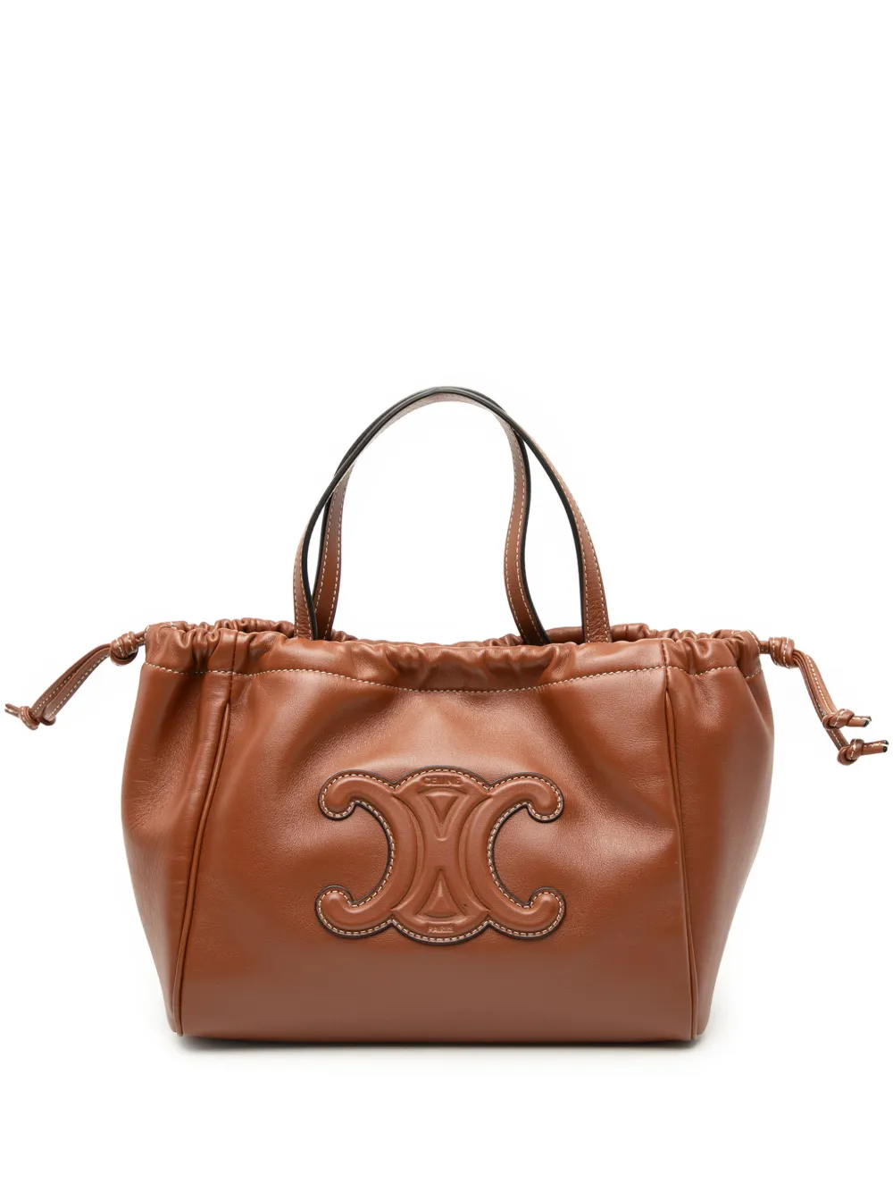 Celine Pre-Owned Borsa a tracolla Cuir Triomphe Cabas piccola in pelle di vitello 2023 - Marrone
