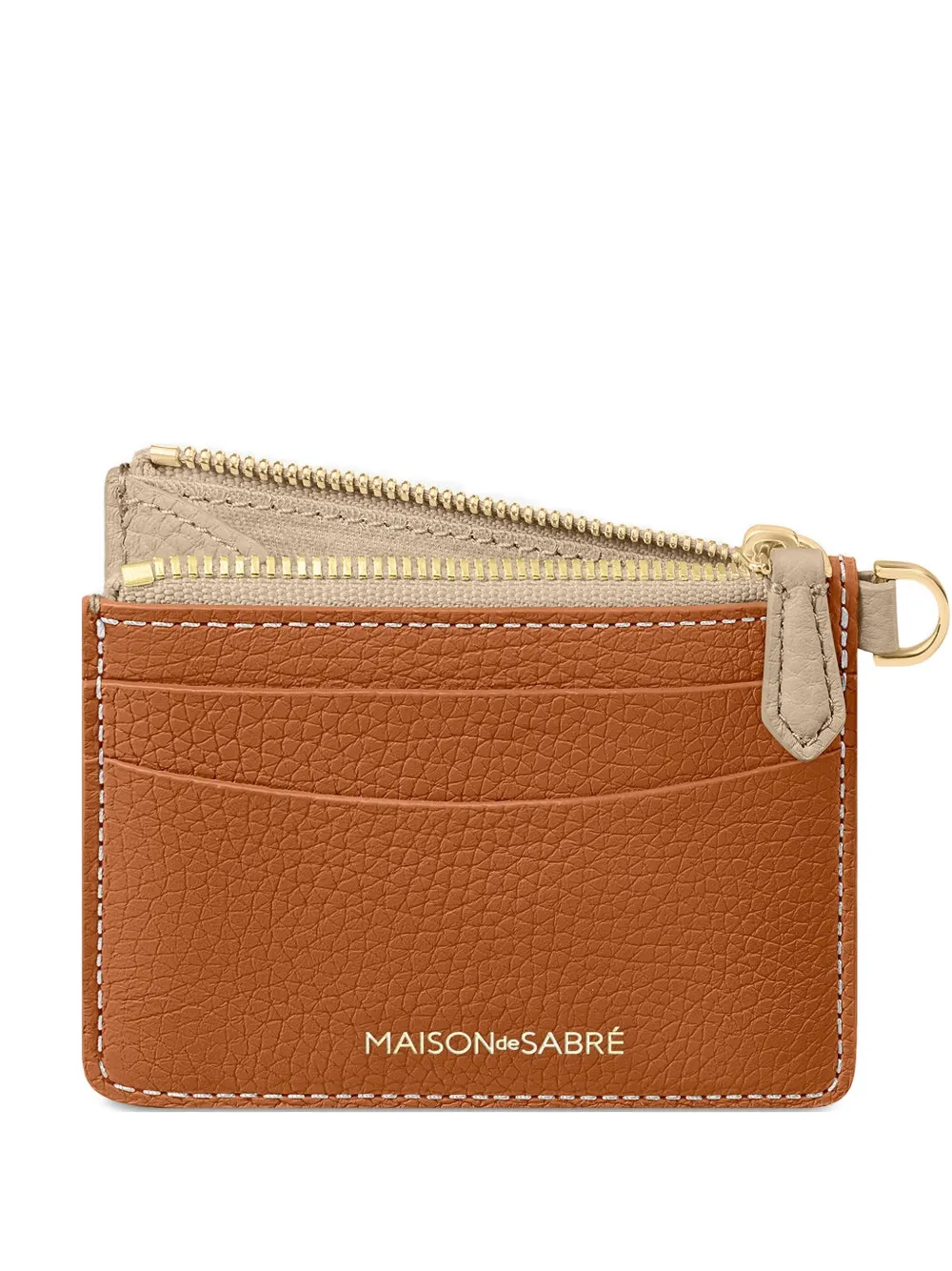 MAISON de SABRÉ zipped leather card holder - Marrone