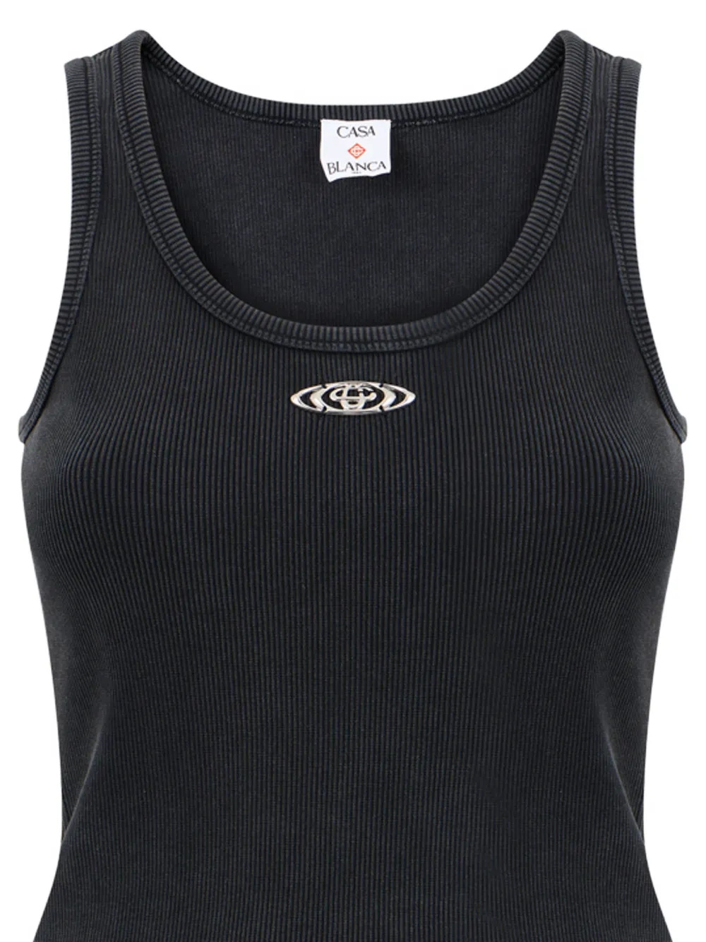 Casablanca Geribbelde tanktop met logo Zwart