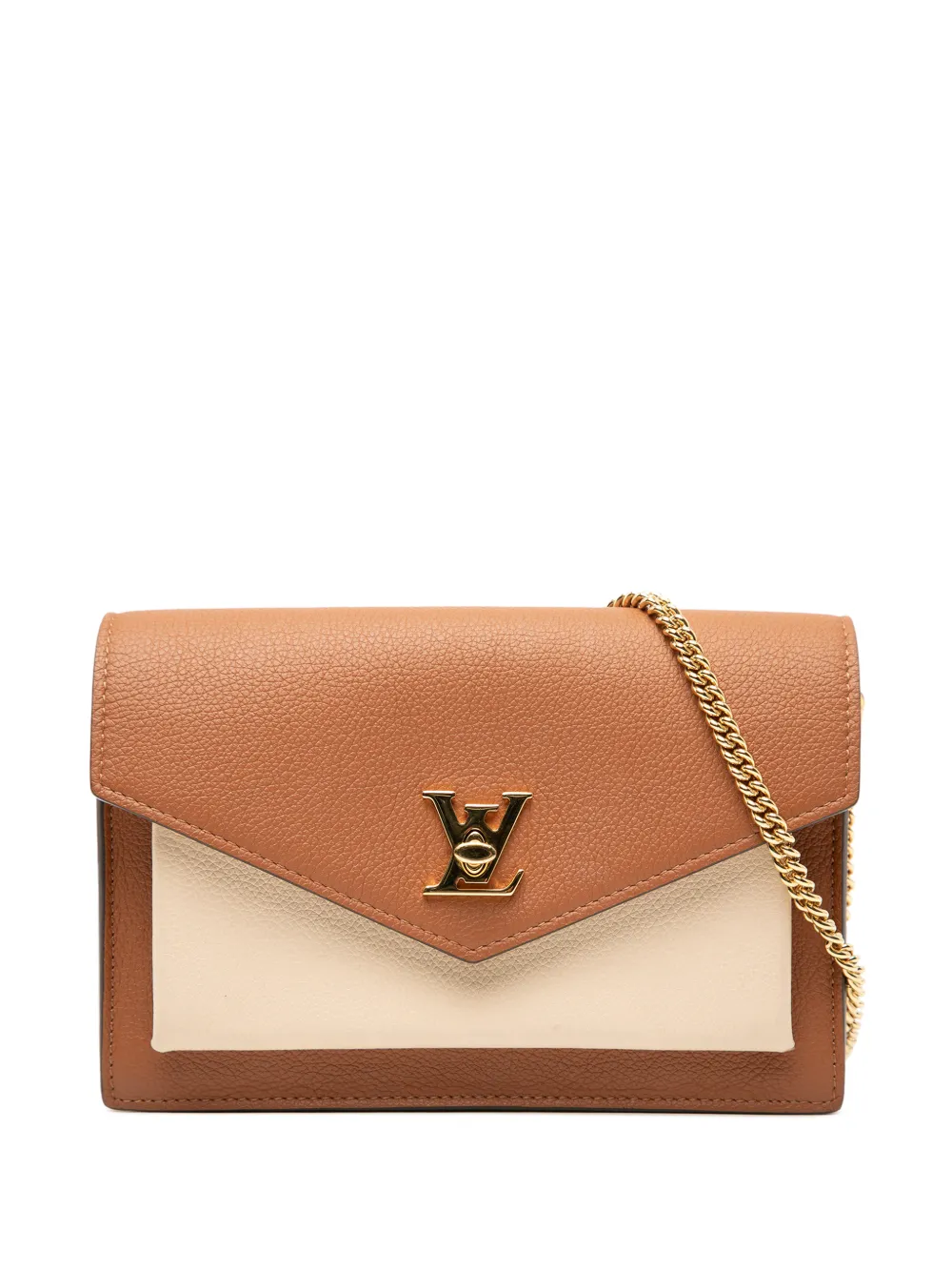 Louis Vuitton Pre-Owned 2021-2025 Bicolor Leather MyLockMe Chain Pochette crossbody bag - Marrone