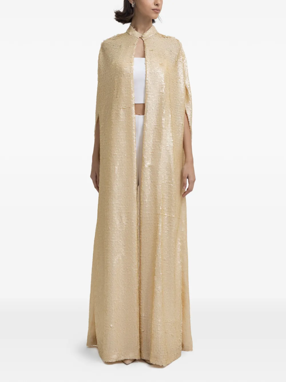 Gemy Maalouf Caftano con paillettes - Toni neutri