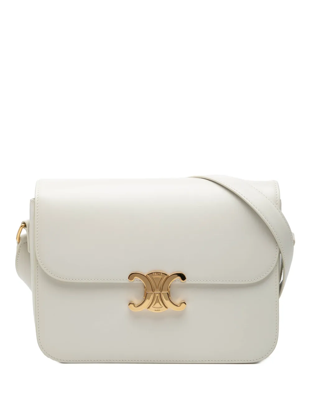 Celine Pre-Owned 2018 Large Shiny Calfskin Triomphe crossbody bag - Bianco