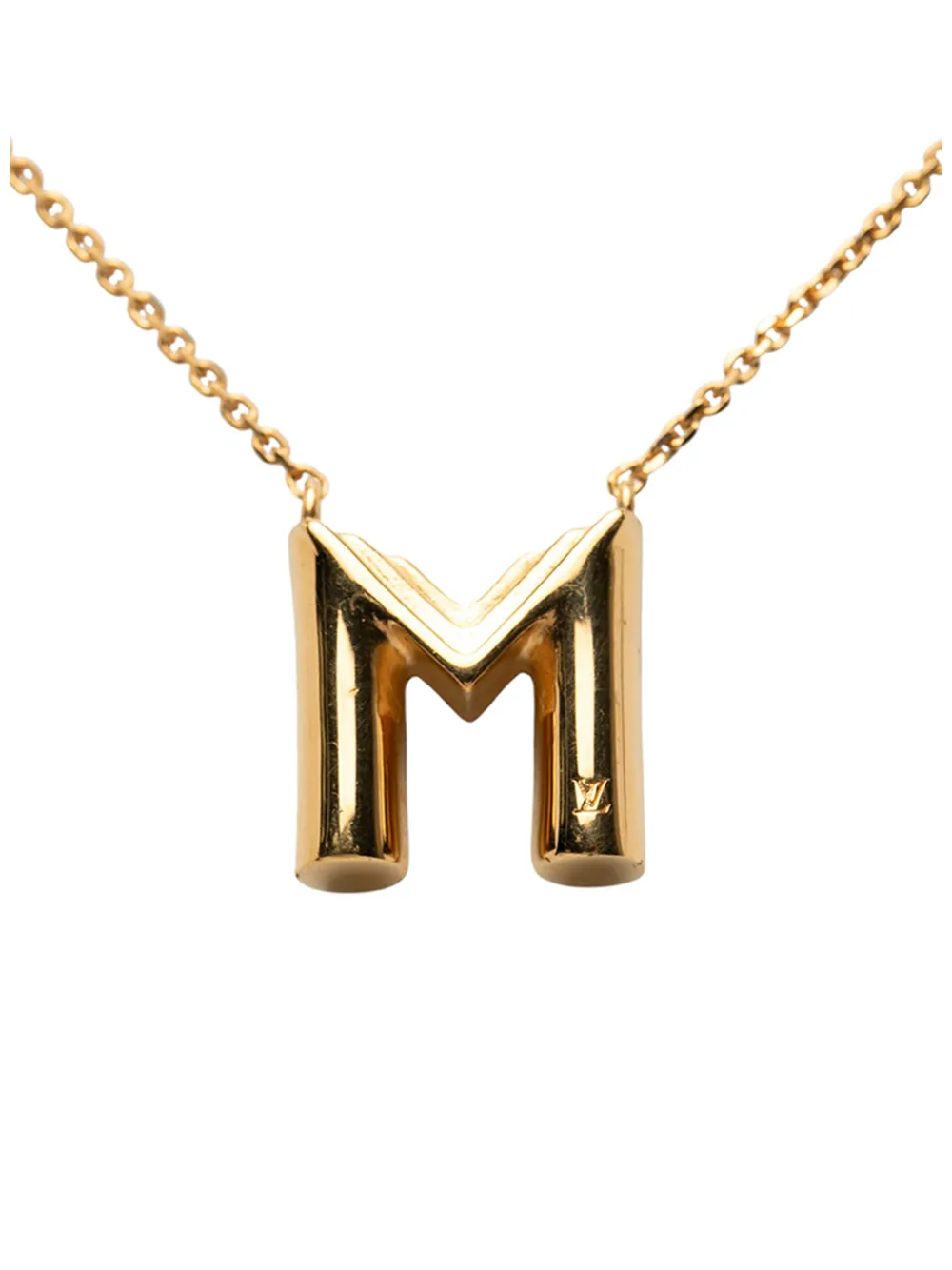 Louis Vuitton Pre-Owned 2016 Gold Plated LV and Me Letter M Pendant Necklace costume necklace - Oro